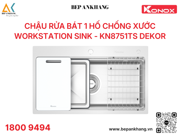 Chậu rửa bát 1 hố chống xước Workstation Sink KN8751TS Dekor